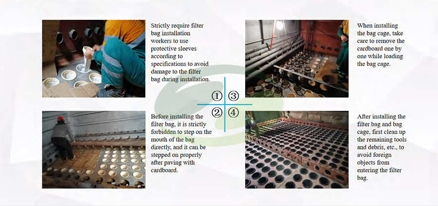 Dust filter bag installation notes